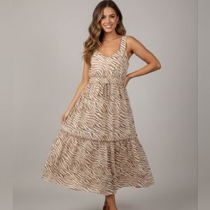 Cactus & Pearl Zebra Print Midi Dress - NWT
